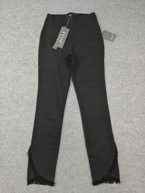 LYSSE Pants Womens XS Black Jegging Slim Stretch Denim Pull On Fringe Hem